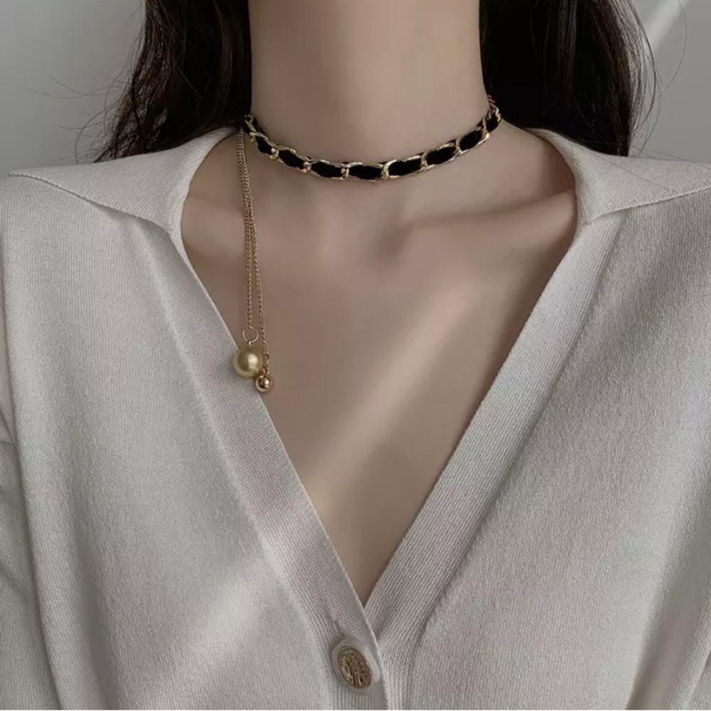HOST PICK|Chic Adjustable Resizable Gold& Black Choker Necklace Accessory